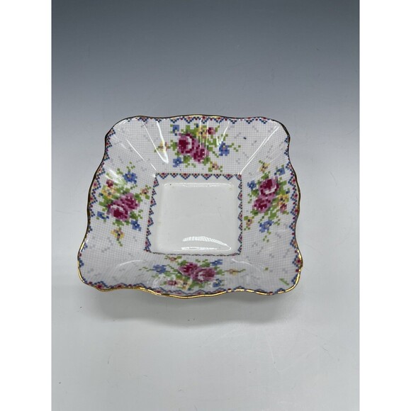 Royal Albert Other - Royal Albert Square Candy Bon Bon Dish Petit Point Vintage Bone China England